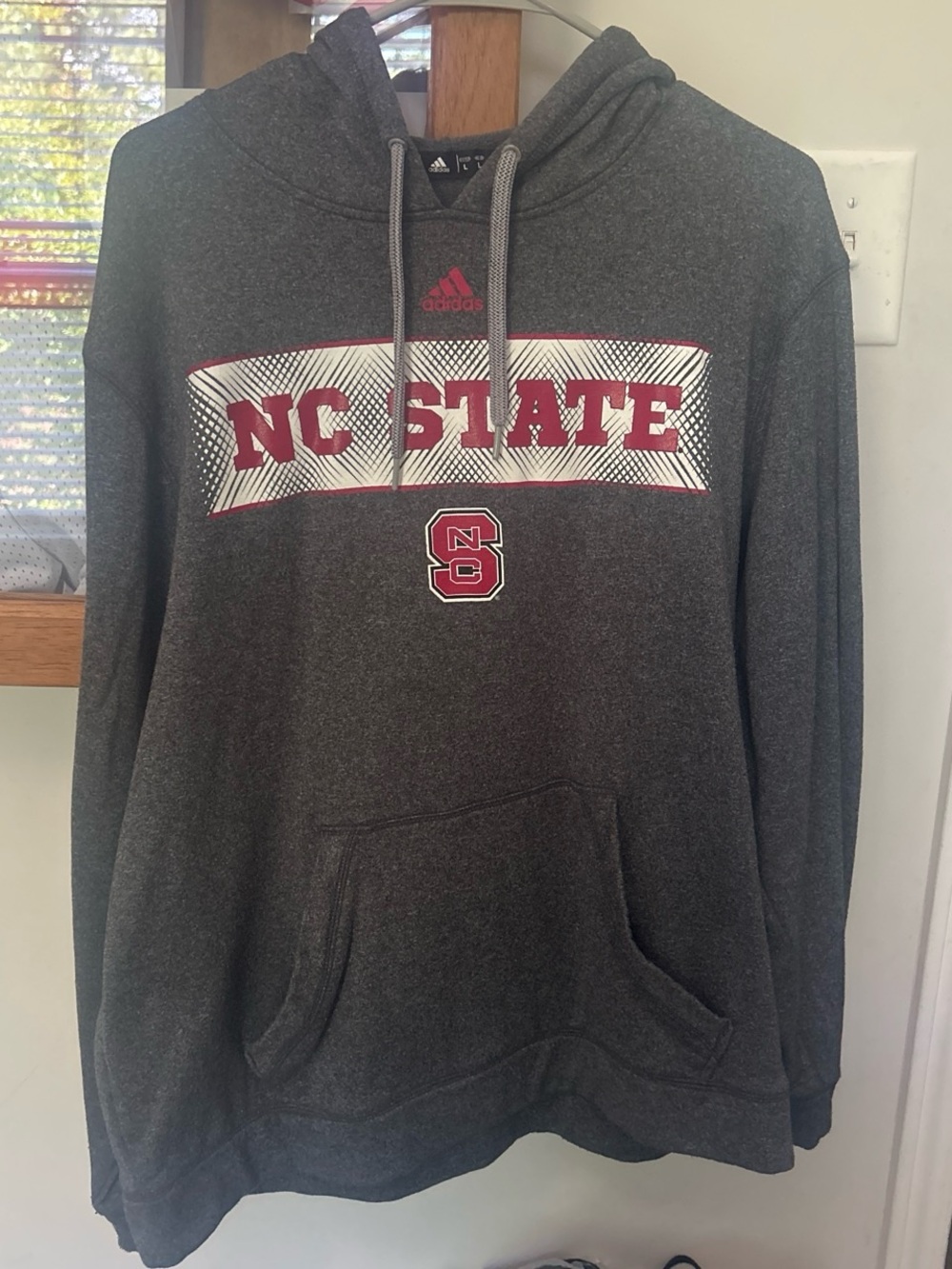 adidas NC State Dark Gray Hoodie with Red & White Logo